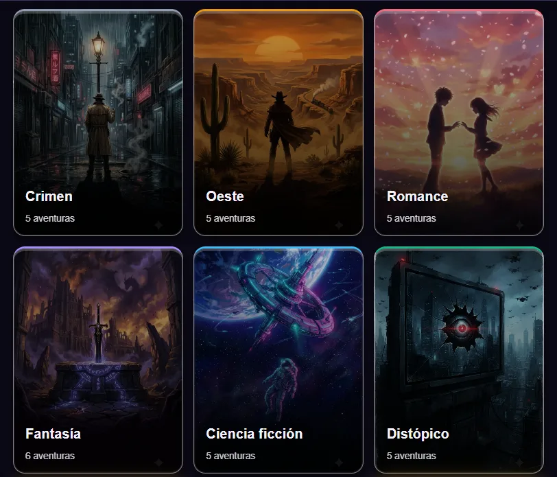 La rejilla de aventuras por género